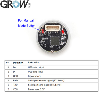 GROW GM861S UART / USB Interface 1D/2D Bar Code QR Code Barcode Reader Module White Green LED